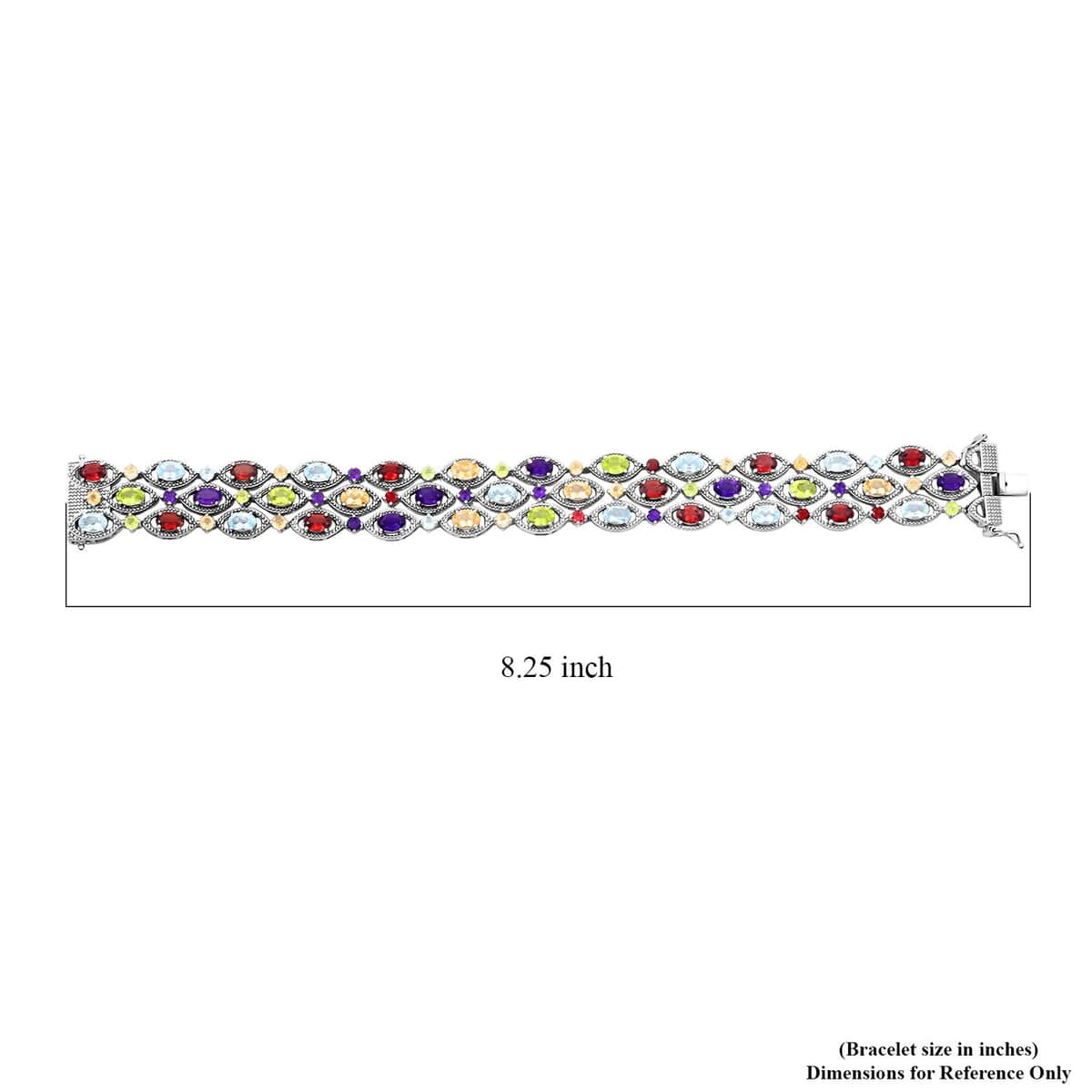 Multi Gemstone 14.25 ctw Bracelet in Rhodium Over Sterling Silver (8.00 In) image number 3