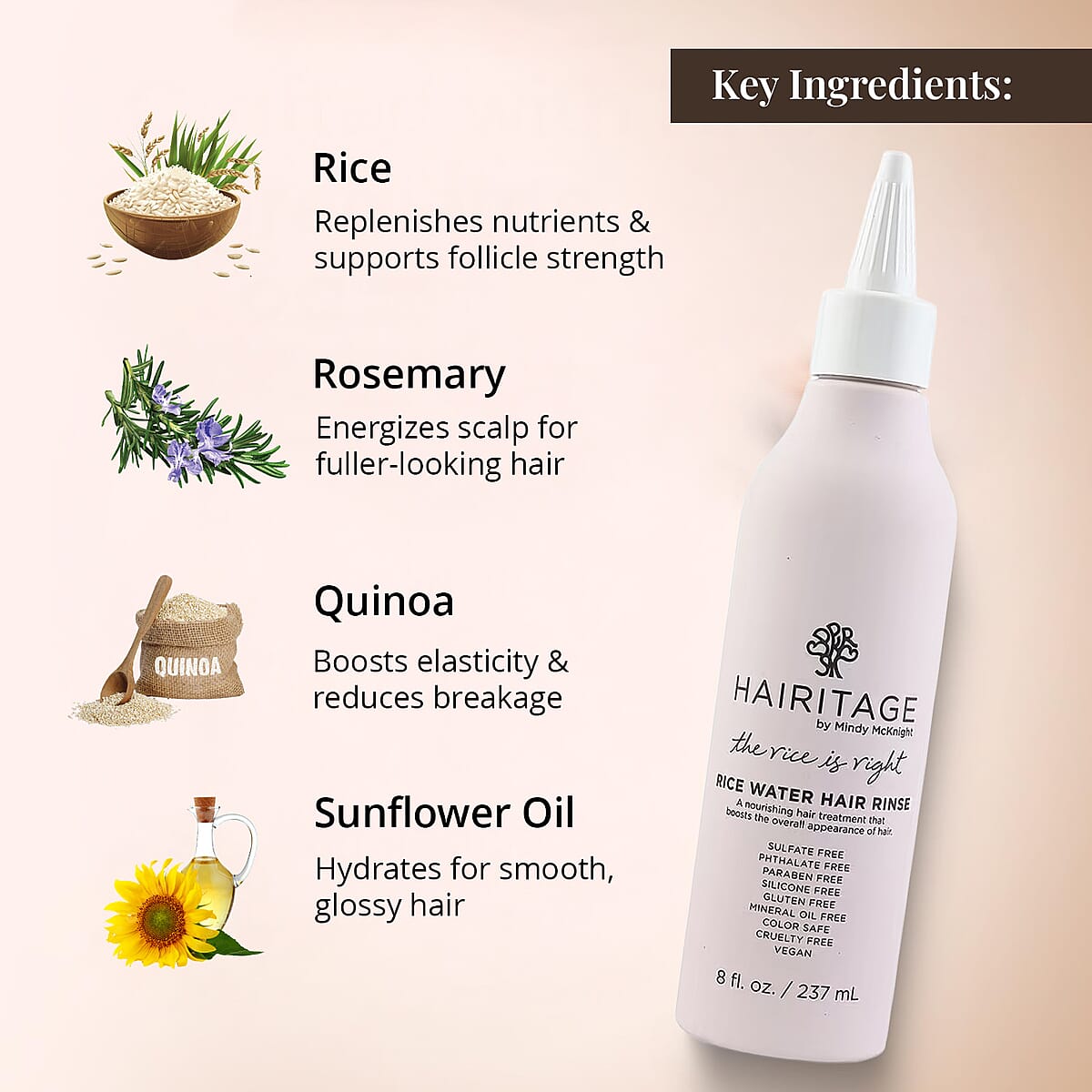 Closeout Hairitage The Rice Is Right Rice Water Hair Rinse (8oz) image number 3