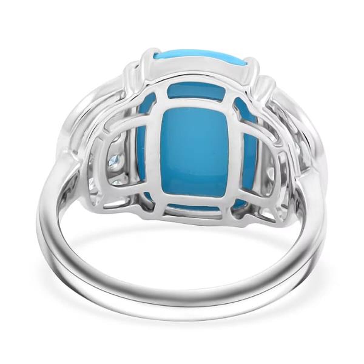 Certified & Appraised Luxoro AAA Sleeping Beauty Turquoise and Santa Maria Aquamarine 8.50 ctw Ring in 10K White Gold (Size 10.0) 5.30 Grams image number 6