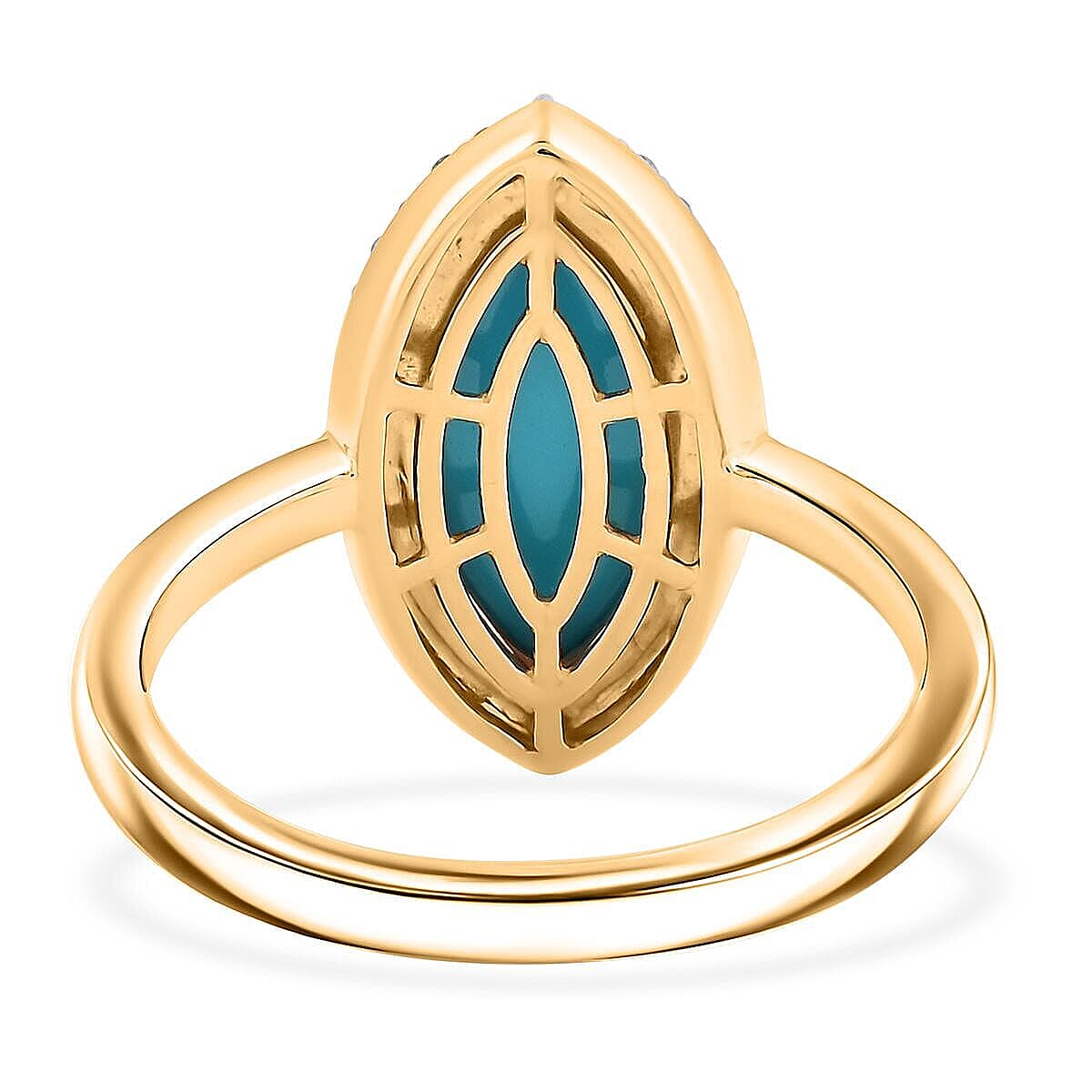 Certified & Appraised Luxoro AAA Sleeping Beauty Turquoise and G-H I2 Diamond 3.55 ctw Ring in 10K Yellow Gold (Size 9.5) 4 Grams image number 4
