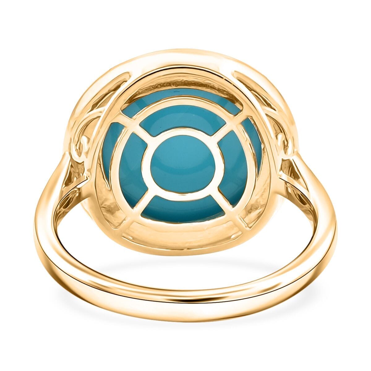 Certified & Appraised Luxoro 10K Yellow Gold AAA Sleeping Beauty Turquoise, Diamond (G-H, I2) (0.28 cts) Ring (Size 5.5) (4.30 g) 8.65 ctw image number 4
