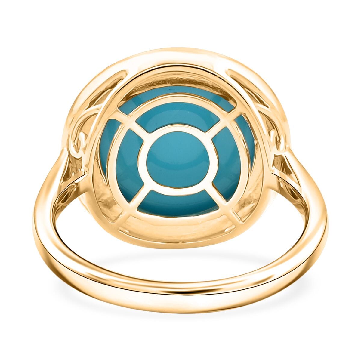 Certified & Appraised Luxoro AAA Sleeping Beauty Turquoise and G-H I2 Diamond 8.65 ctw Ring in 10K Yellow Gold (Size 9.0) 4.30 Grams image number 4