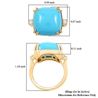 Certified & Appraised Luxoro AAA Sleeping Beauty Turquoise and G-H I2 Diamond 10.65 ctw Ring in 10K Yellow Gold (Size 10.0) 4.60 Grams