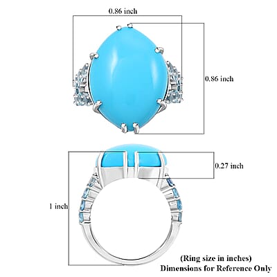 Certified & Appraised Luxoro AAA Sleeping Beauty Turquoise and Santa Maria Aquamarine 11.55 ctw Ring in 10K White Gold (Size 10.0)