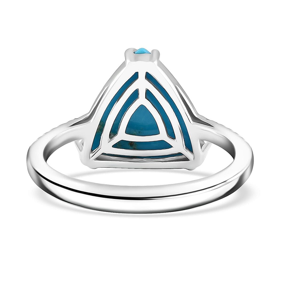 Certified & Appraised Luxoro AAA Sleeping Beauty Turquoise and G-H I2 Diamond 4.00 ctw Ring in 10K White Gold (Size 11.0) image number 4