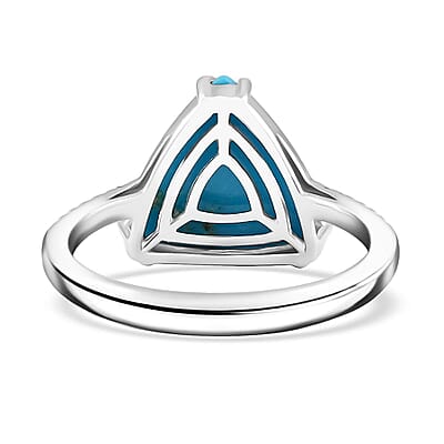 Certified & Appraised Luxoro AAA Sleeping Beauty Turquoise and G-H I2 Diamond 4.00 ctw Ring in 10K White Gold (Size 11.0)