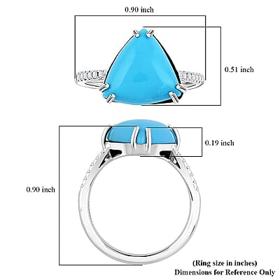 Certified & Appraised Luxoro AAA Sleeping Beauty Turquoise and G-H I2 Diamond 4.00 ctw Ring in 10K White Gold (Size 11.0)