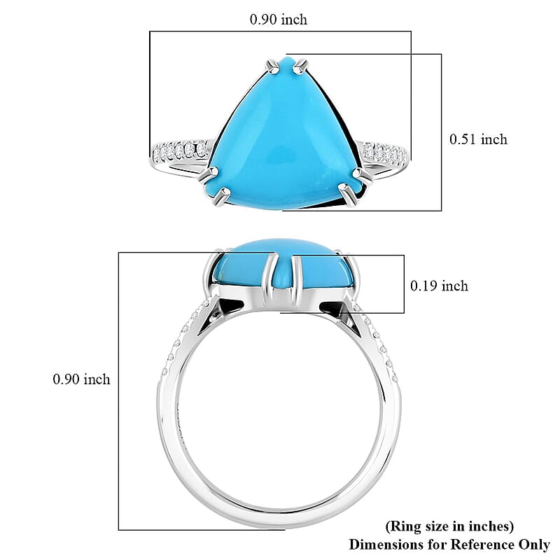 Certified & Appraised Luxoro AAA Sleeping Beauty Turquoise and G-H I2 Diamond 4.00 ctw Ring in 10K White Gold (Size 7.0)