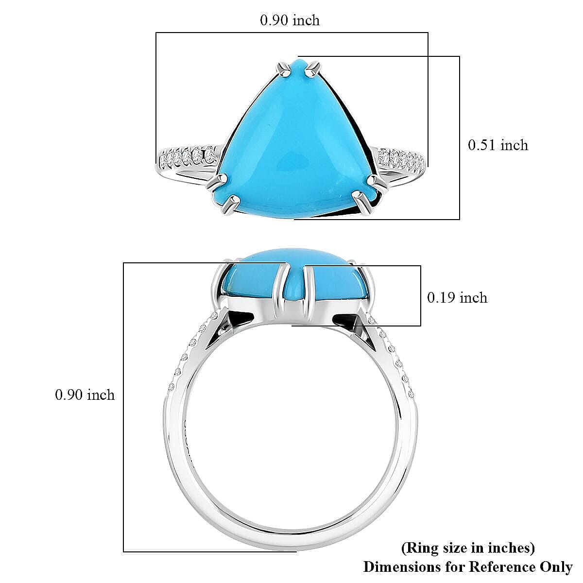 Certified & Appraised Luxoro AAA Sleeping Beauty Turquoise and G-H I2 Diamond 4.00 ctw Ring in 10K White Gold (Size 7.5) image number 5