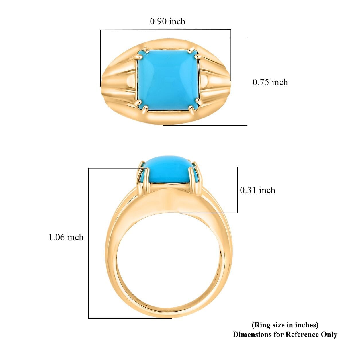 Certified & Appraised Luxoro AAA Sleeping Beauty Turquoise 4.10 ctw Solitaire Ring in 10K Yellow Gold (Size 10.0) 8.10 Grams image number 5