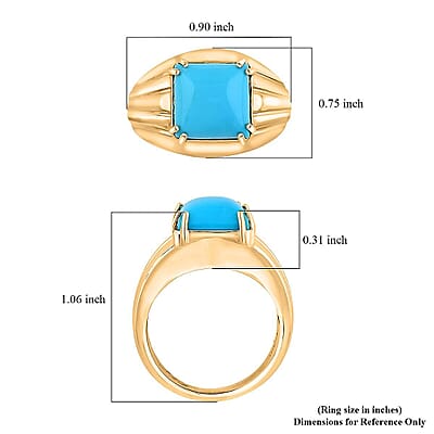 Certified & Appraised Luxoro AAA Sleeping Beauty Turquoise 4.10 ctw Solitaire Ring in 10K Yellow Gold (Size 7.0) 8.10 Grams