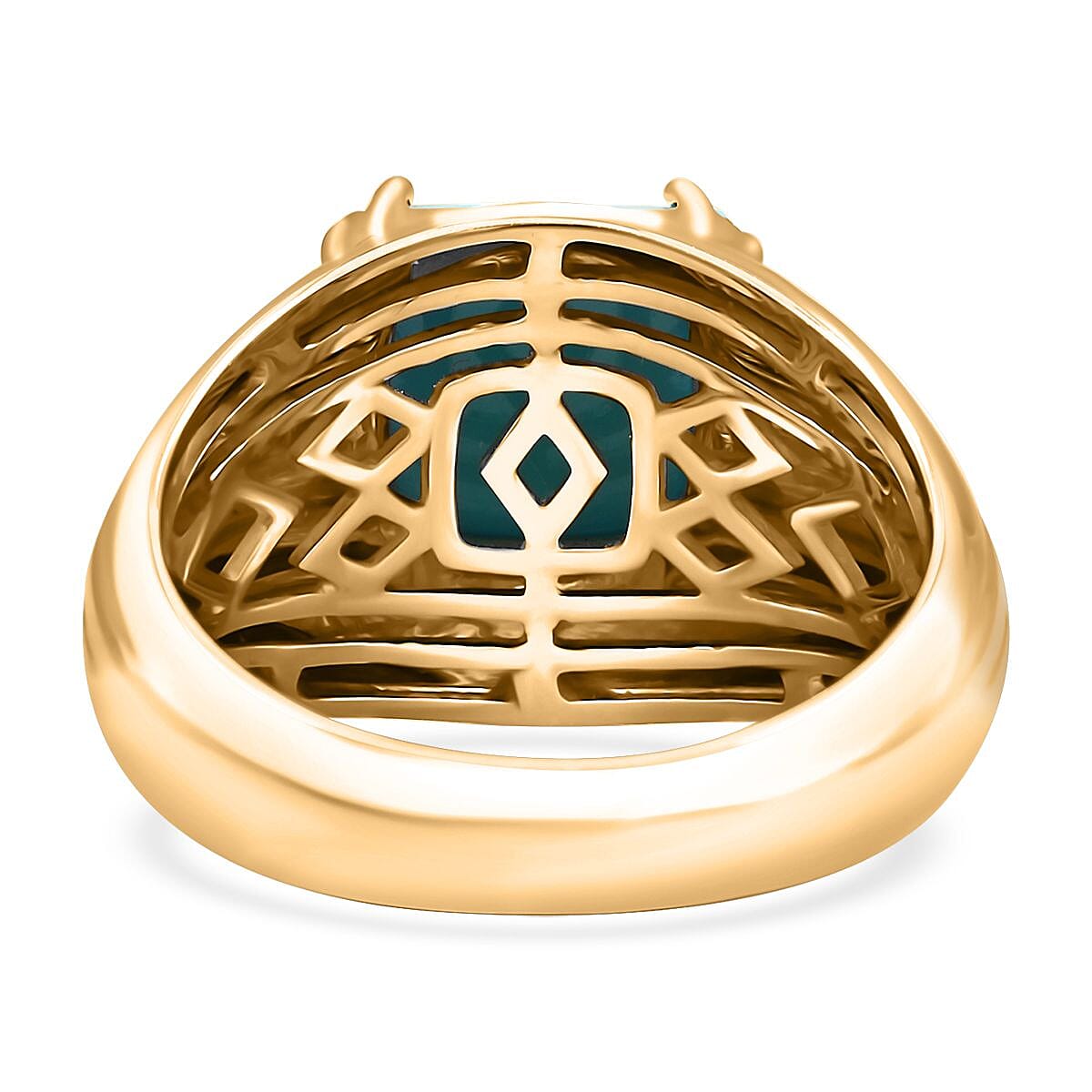 Certified & Appraised Luxoro AAA Sleeping Beauty Turquoise 4.10 ctw Solitaire Ring in 10K Yellow Gold (Size 9.0) 8.10 Grams image number 4