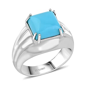 Certified & Appraised Luxoro AAA Sleeping Beauty Turquoise 4.10 ctw Ring in 10K White Gold (Size 7.0) 8.10 Grams