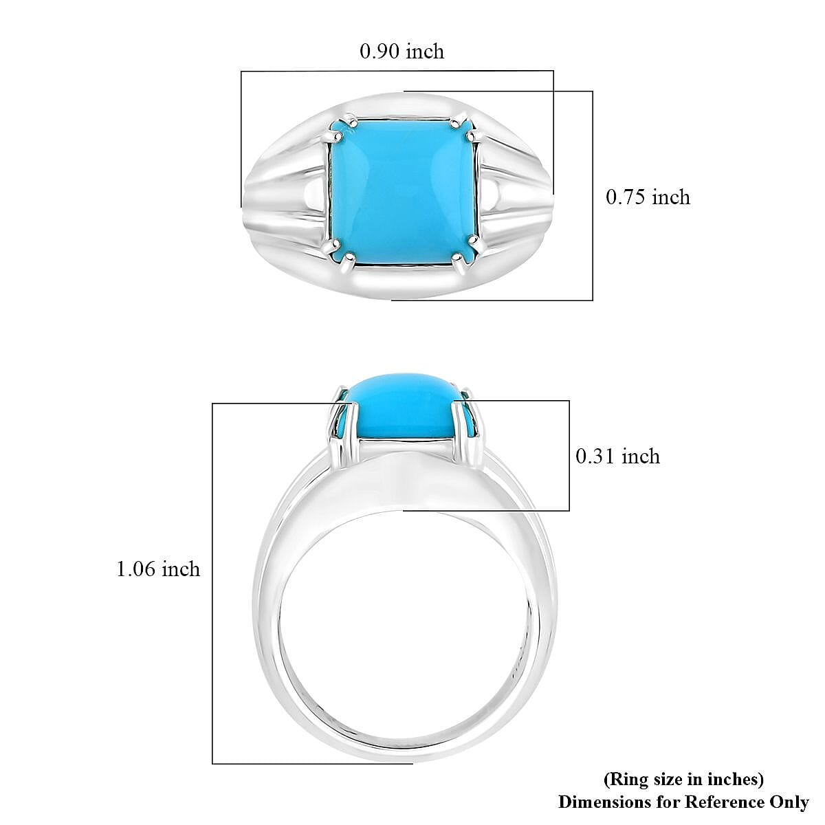 Certified & Appraised Luxoro AAA Sleeping Beauty Turquoise 4.10 ctw Ring in 10K White Gold (Size 8.0) 8.10 Grams image number 5