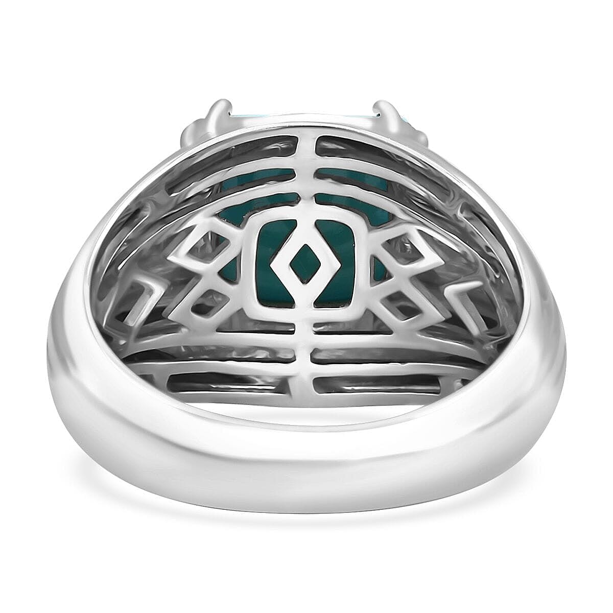 Certified & Appraised Luxoro AAA Sleeping Beauty Turquoise 4.10 ctw Ring in 10K White Gold (Size 8.5) 8.10 Grams image number 4