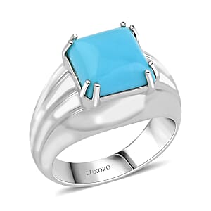 Certified & Appraised Luxoro AAA Sleeping Beauty Turquoise 4.10 ctw Ring in 10K White Gold (Size 9.0) 8.10 Grams
