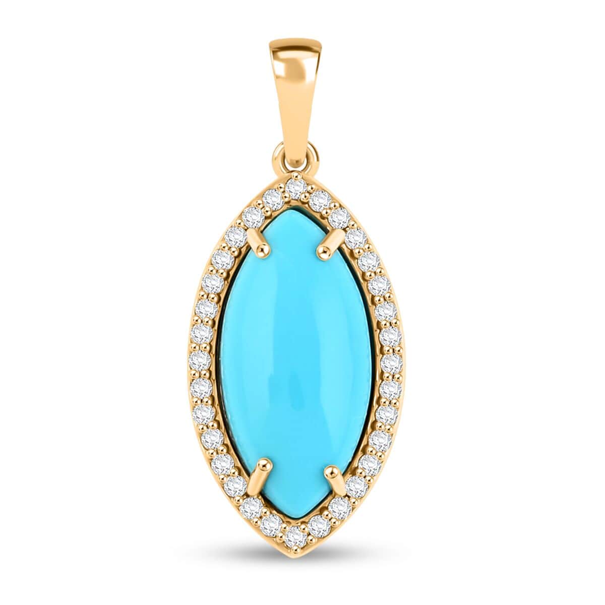 Certified & Appraised Luxoro AAA Sleeping Beauty Turquoise and G-H I2 Diamond 3.55 ctw Pendant in 10K Yellow Gold image number 0