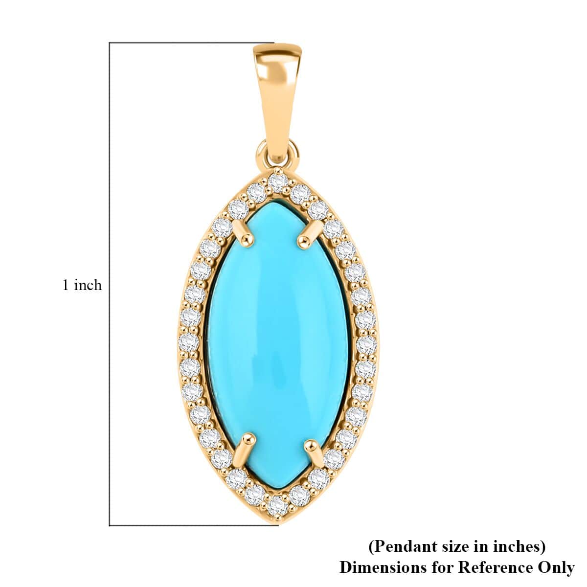 Certified & Appraised Luxoro AAA Sleeping Beauty Turquoise and G-H I2 Diamond 3.55 ctw Pendant in 10K Yellow Gold image number 4