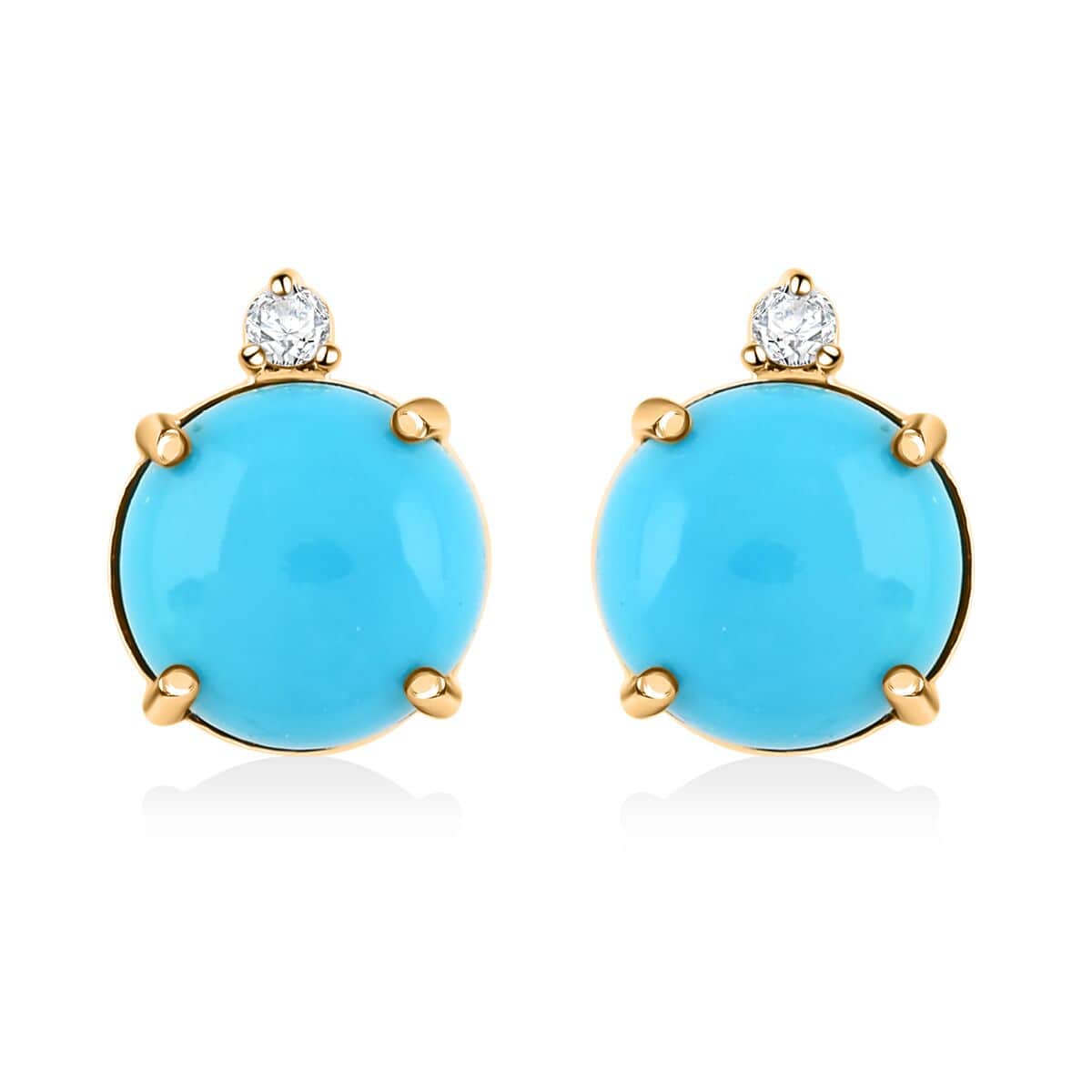 Certified & Appraised Luxoro AAA Sleeping Beauty Turquoise and G-H I2 Diamond 4.00 ctw Earrings in 10K Yellow Gold image number 0