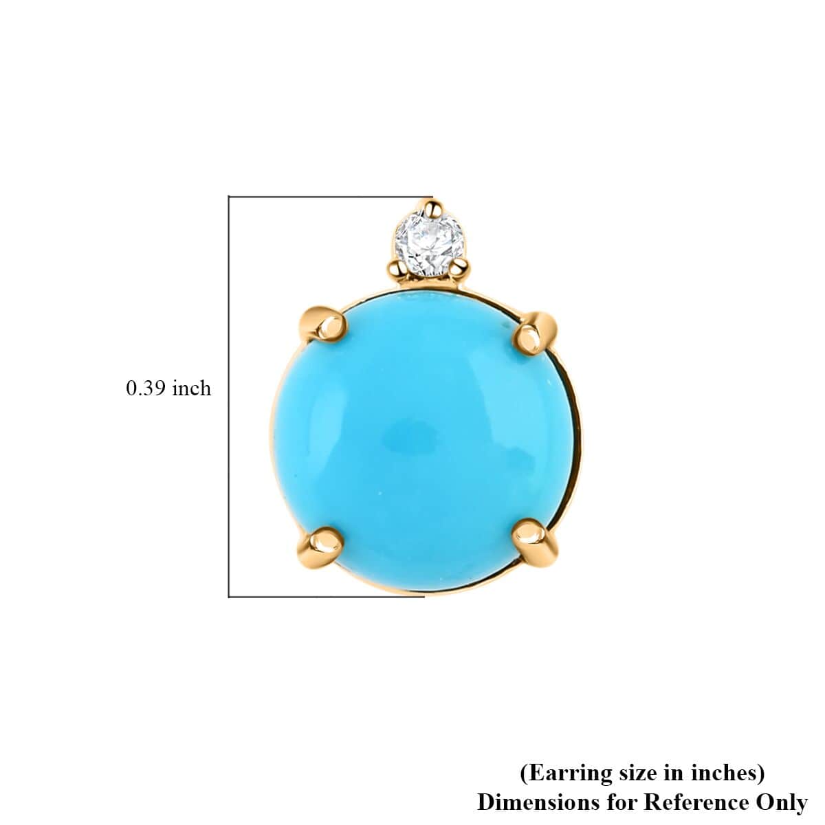 Certified & Appraised Luxoro AAA Sleeping Beauty Turquoise and G-H I2 Diamond 4.00 ctw Earrings in 10K Yellow Gold image number 4