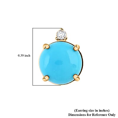 Certified & Appraised Luxoro AAA Sleeping Beauty Turquoise and G-H I2 Diamond 4.00 ctw Earrings in 10K Yellow Gold