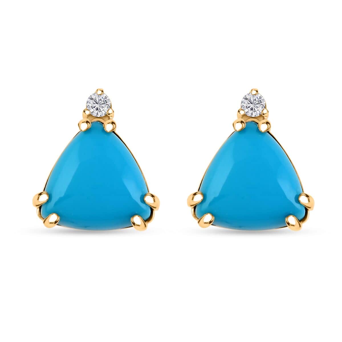 Certified & Appraised Luxoro 10K Yellow Gold AAA Sleeping Beauty Turquoise, Diamond (G-H, I2) Earrings 3.50 ctw image number 0