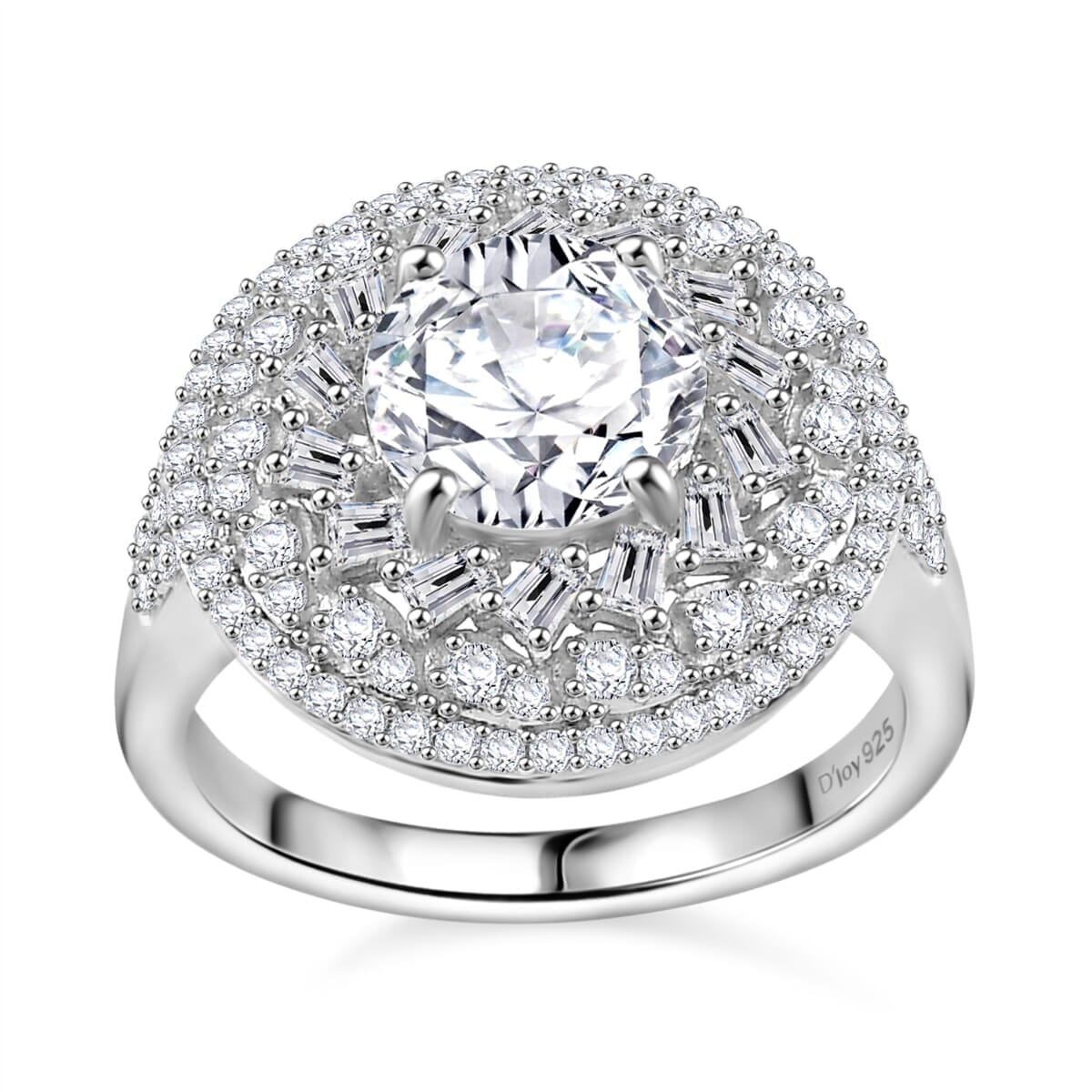 Moissanite 3.00 ctw Cocktail Ring in Rhodium Over Sterling Silver (Size 6.0) image number 0