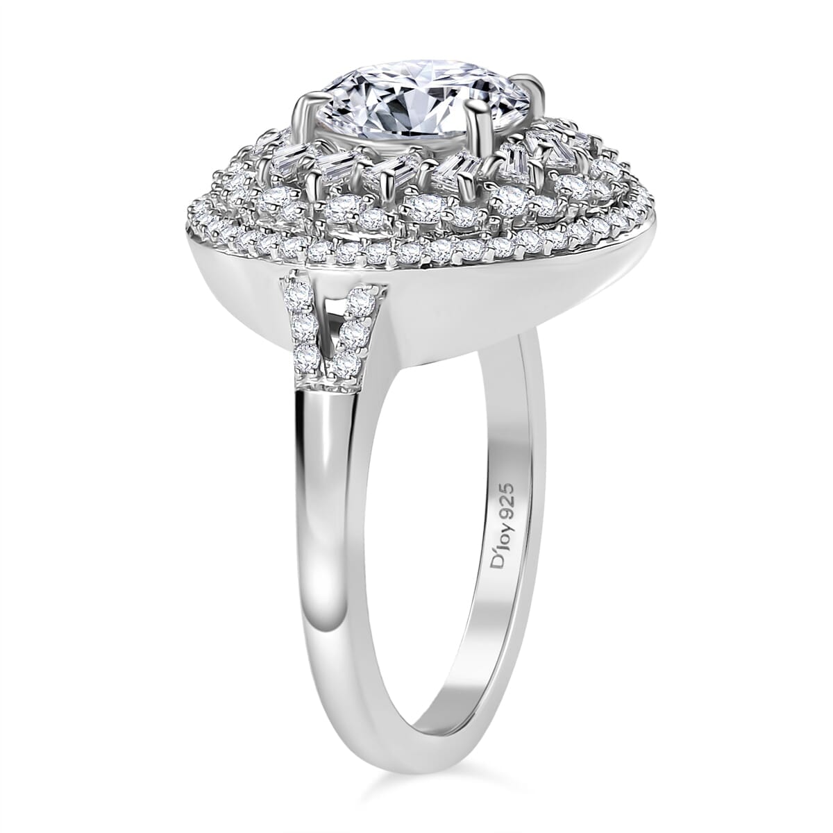 Moissanite 3.00 ctw Cocktail Ring in Rhodium Over Sterling Silver (Size 6.0) image number 3