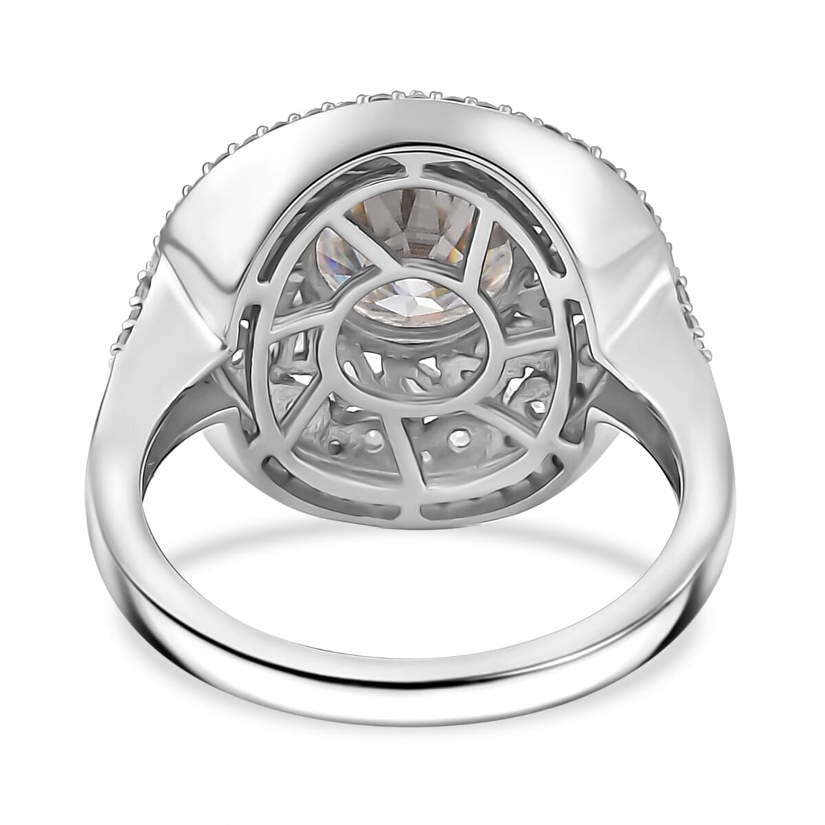 Moissanite 3.00 ctw Cocktail Ring in Rhodium Over Sterling Silver (Size 6.0) image number 4