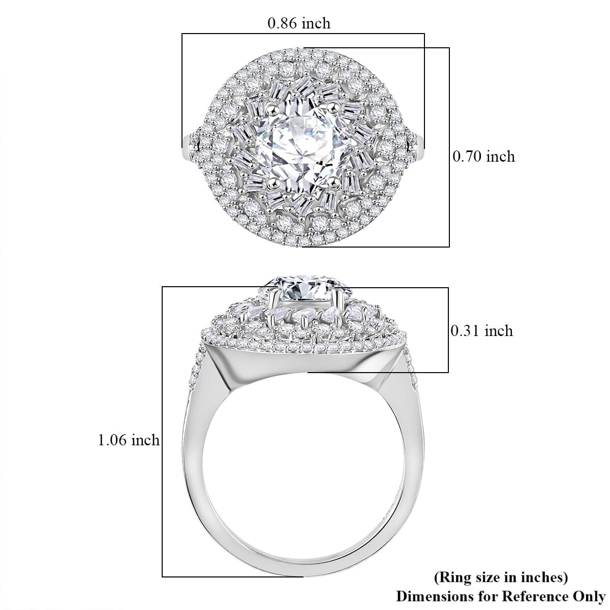 Moissanite 3.00 ctw Cocktail Ring in Rhodium Over Sterling Silver (Size 6.0) image number 5