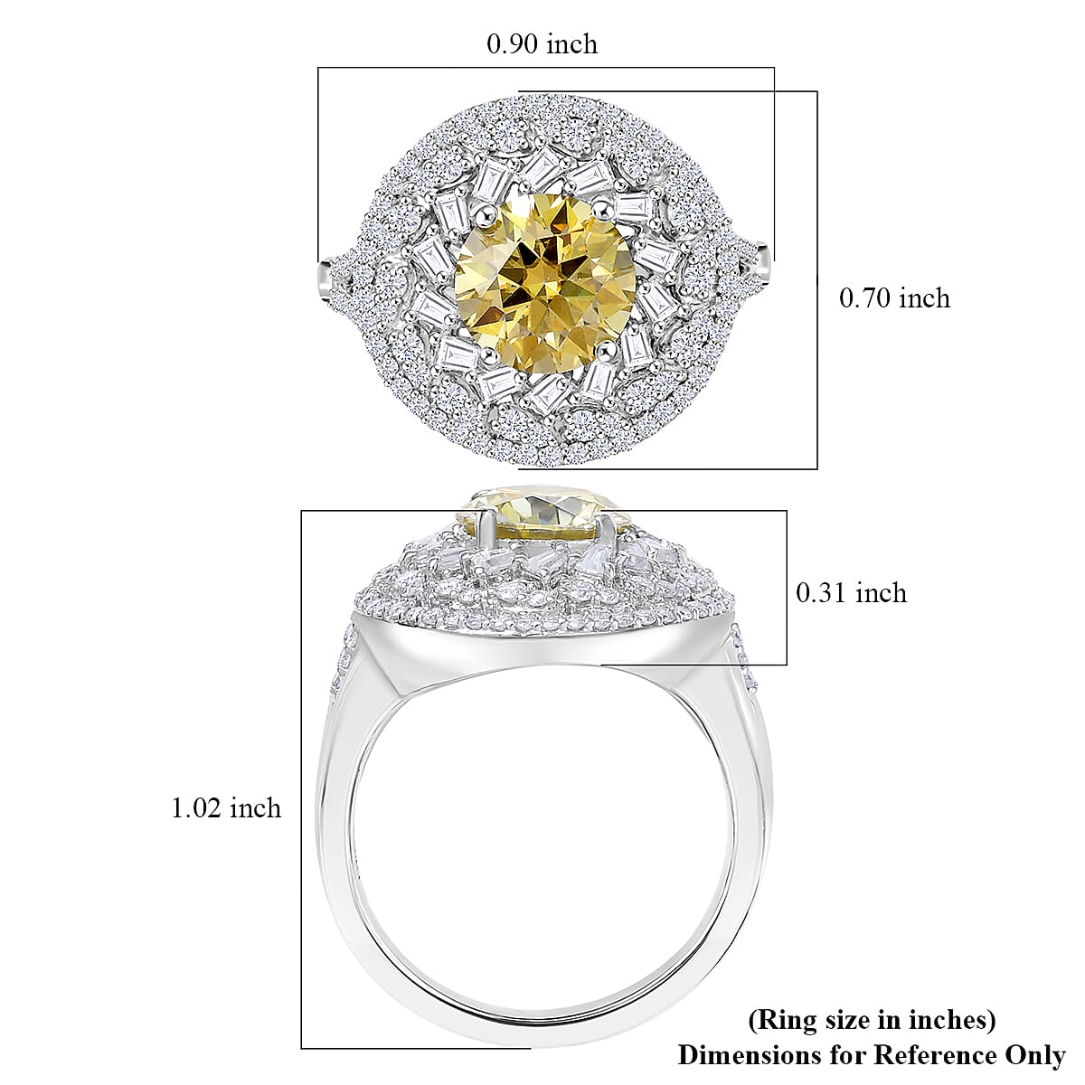 D'Joy Yellow Moissanite and Moissanite 3.25 ctw Spiral Galaxy Ring in Rhodium Over Sterling Silver (Size 10.0) image number 5