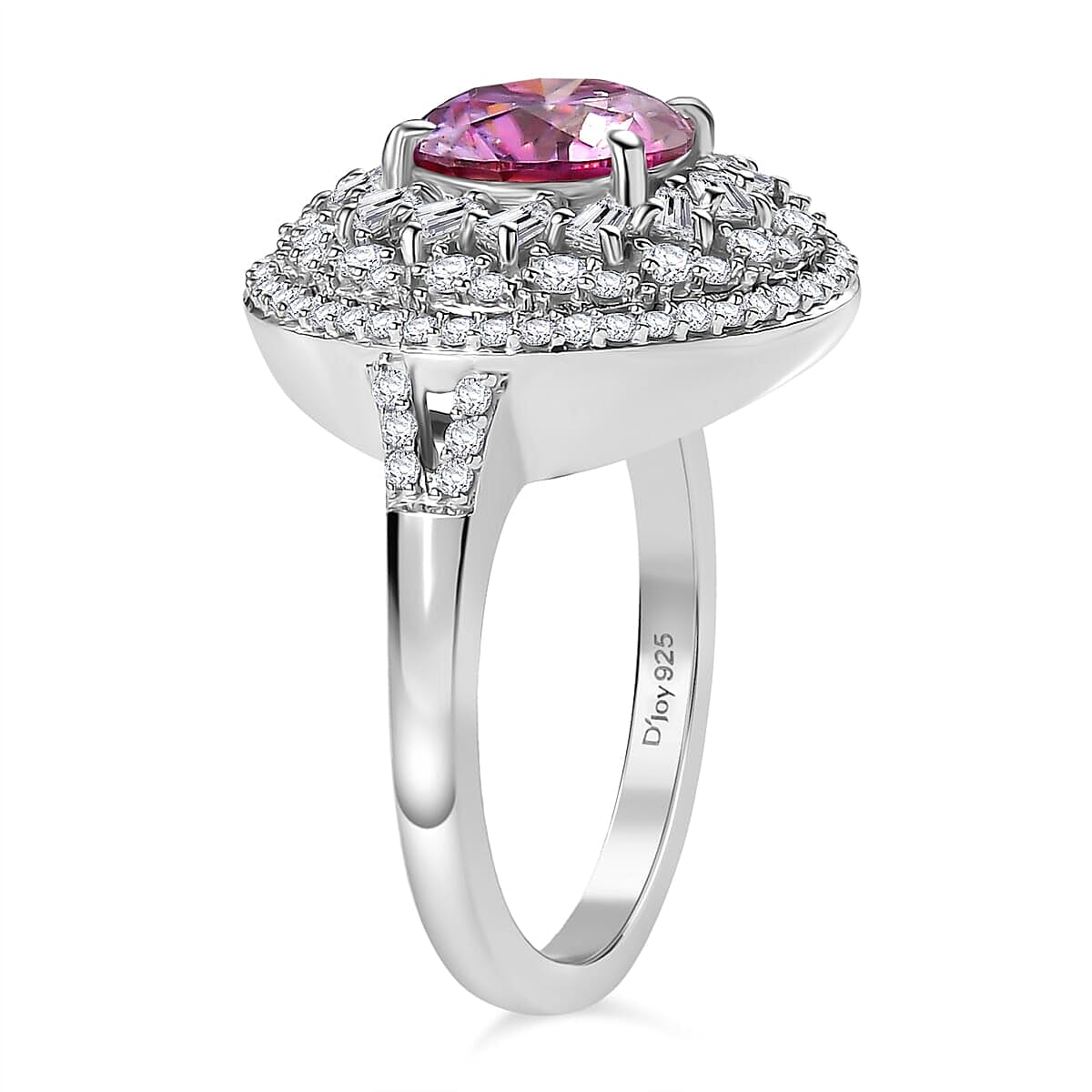 D'Joy Pink Moissanite and Moissanite 2.90 ctw Spiral Galaxy Ring in Rhodium Over Sterling Silver (Size 6.0) image number 3