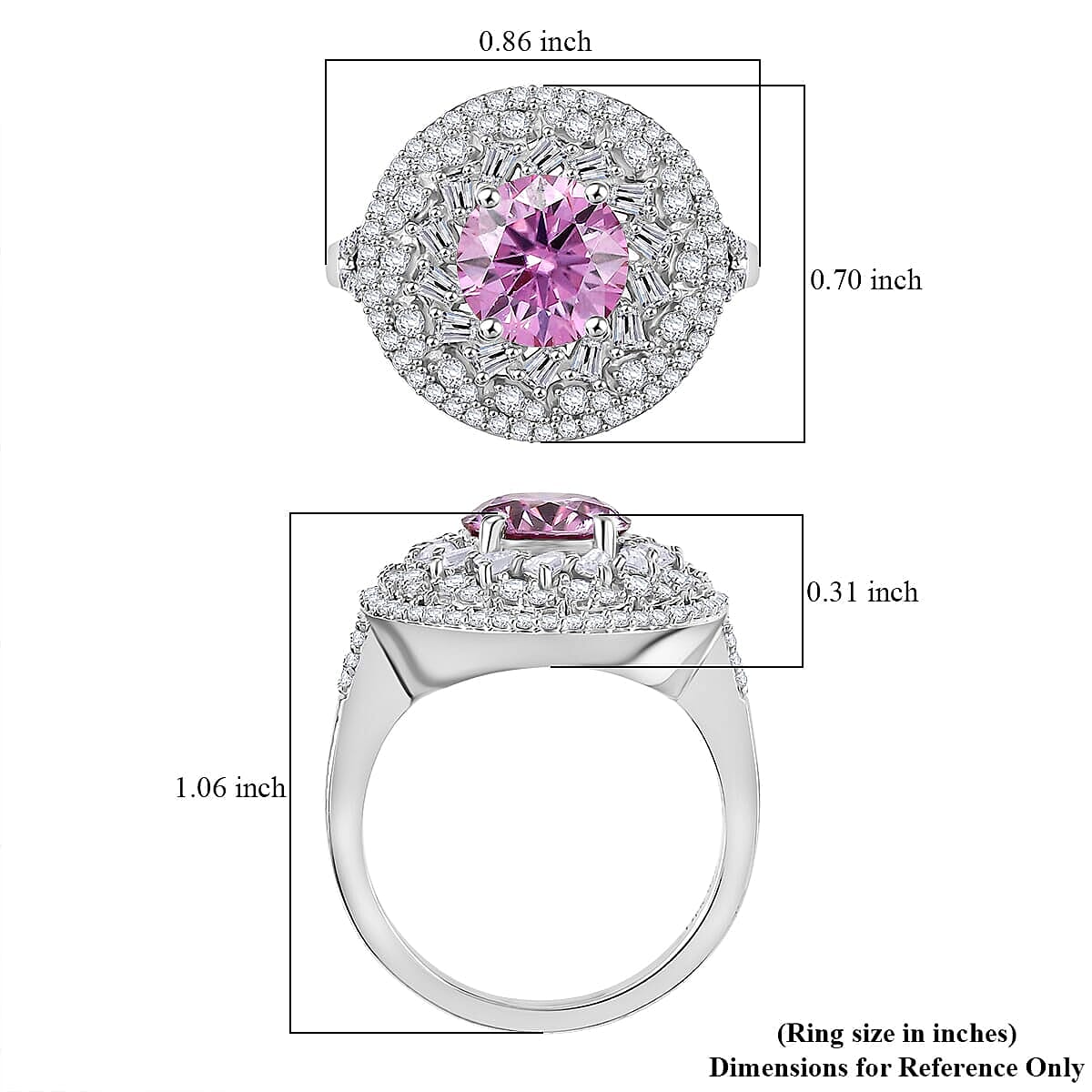D'Joy Pink Moissanite and Moissanite 2.90 ctw Spiral Galaxy Ring in Rhodium Over Sterling Silver (Size 6.0) image number 5