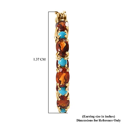 D'Joy Premium Sleeping Beauty Turquoise and Santa Ana Madeira Citrine 7.35 ctw Inside-Out Hoop Earrings in 18K Vermeil Yellow Gold Over Sterling Silver