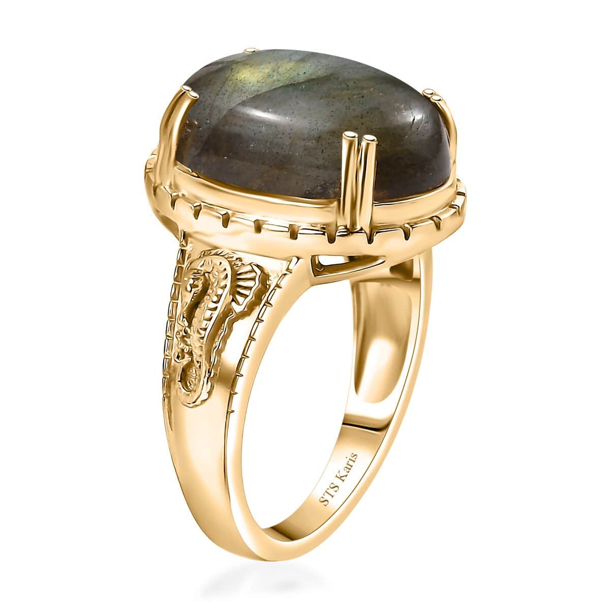 Doorbuster Karis Fire Labradorite Solitaire Ring in 18K YG Plated (Size 11.0) 18.00 ctw image number 3