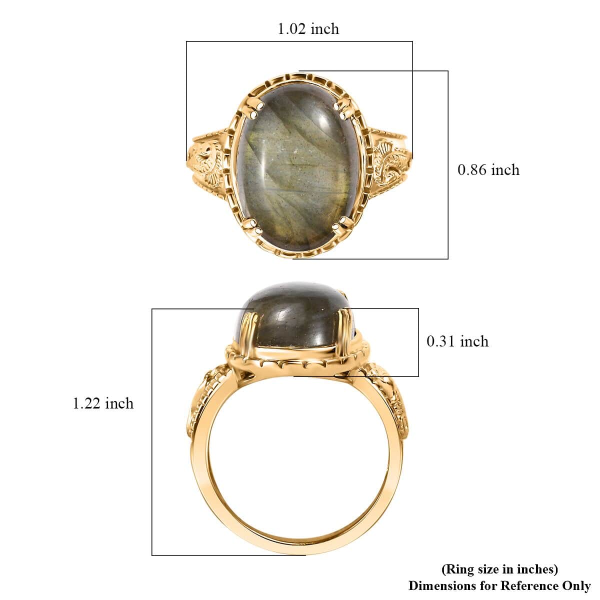 Doorbuster Karis Fire Labradorite Solitaire Ring in 18K YG Plated (Size 11.0) 18.00 ctw image number 5