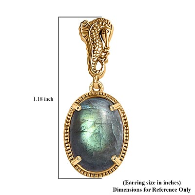Karis Madagascar Fire Labradorite 14.00 ctw Dangle Earrings in 18K YG Plated