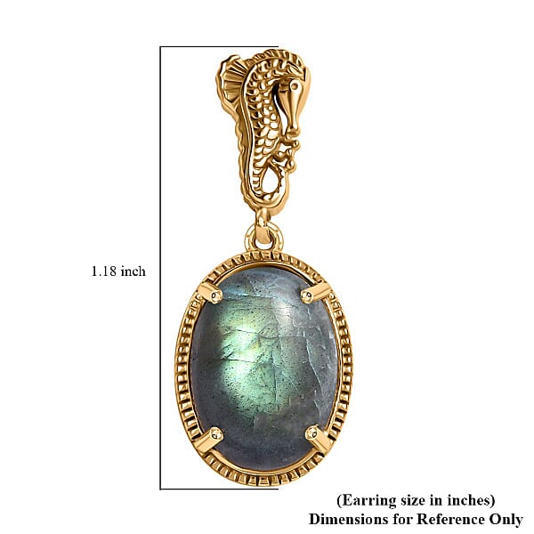 Karis Madagascar Fire Labradorite 14.00 ctw Dangle Earrings in 18K YG Plated
