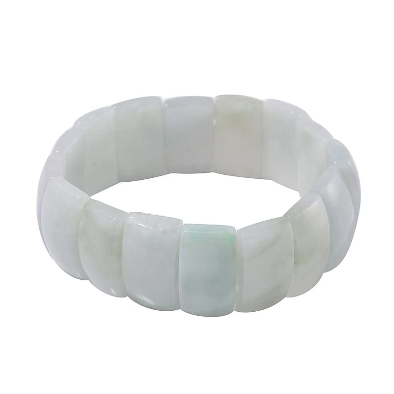 Natural Jade 235.00 ctw Block Stretch Bracelet