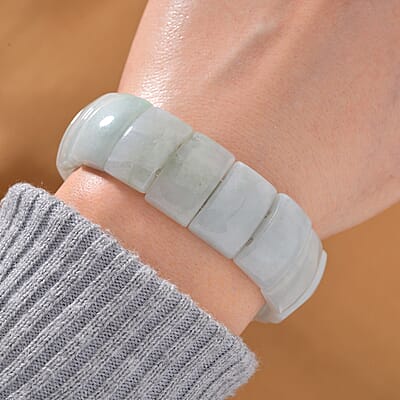 Natural Jade 235.00 ctw Block Stretch Bracelet