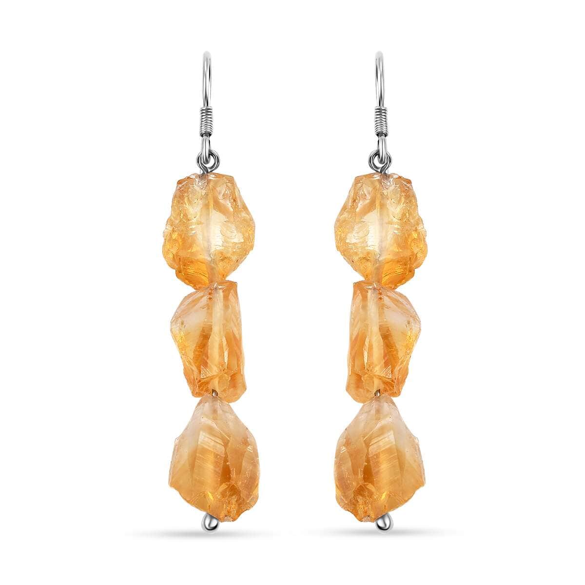 Artisan Crafted Rough Cut Brazilian Citrine 59.00 ctw Fancy Earrings in Sterling Silver image number 0