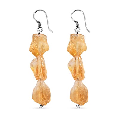 D'Joy Artisan Crafted Rough Cut Brazilian Citrine 59.00 ctw Fancy Earrings in Sterling Silver