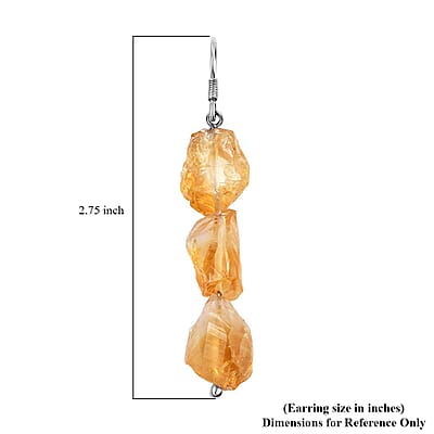 D'Joy Artisan Crafted Rough Cut Brazilian Citrine 59.00 ctw Fancy Earrings in Sterling Silver