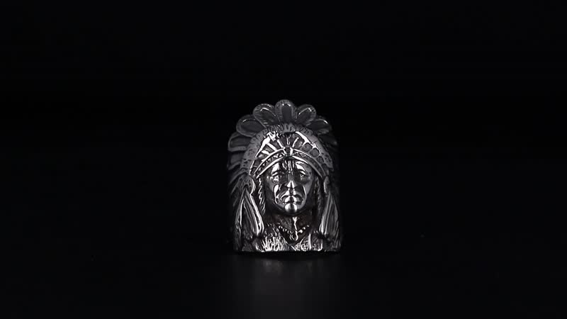 Native Cheif Head Men's Ring in Stainless Steel