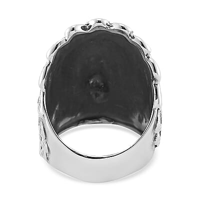 Native Chief Head Men's Ring in Black Oxidized Stainless Steel (Size 10.0)