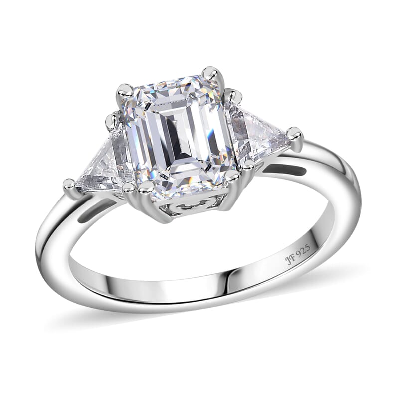 J Francis Embellished with Zirconia by Swarovski Eternal Prism Ring in Rhodium Over Sterling Silver (Size 10) 3.60 ctw