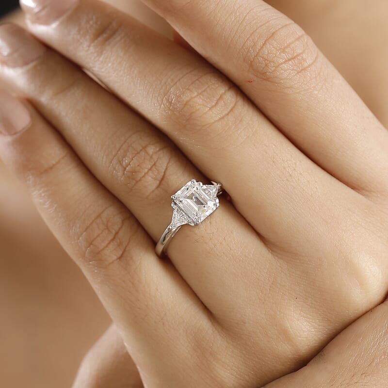 J Francis Embellished with Zirconia by Swarovski Eternal Prism Ring in Rhodium Over Sterling Silver (Size 10) 3.60 ctw
