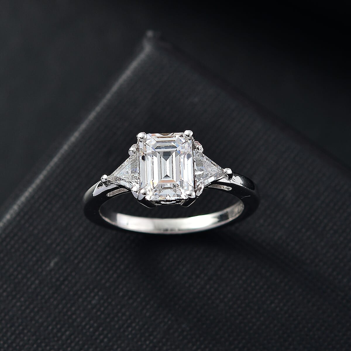 J Francis Embellished with Zirconia by Swarovski Eternal Prism Ring in Rhodium Over Sterling Silver (Size 8.0) 3.60 ctw image number 1
