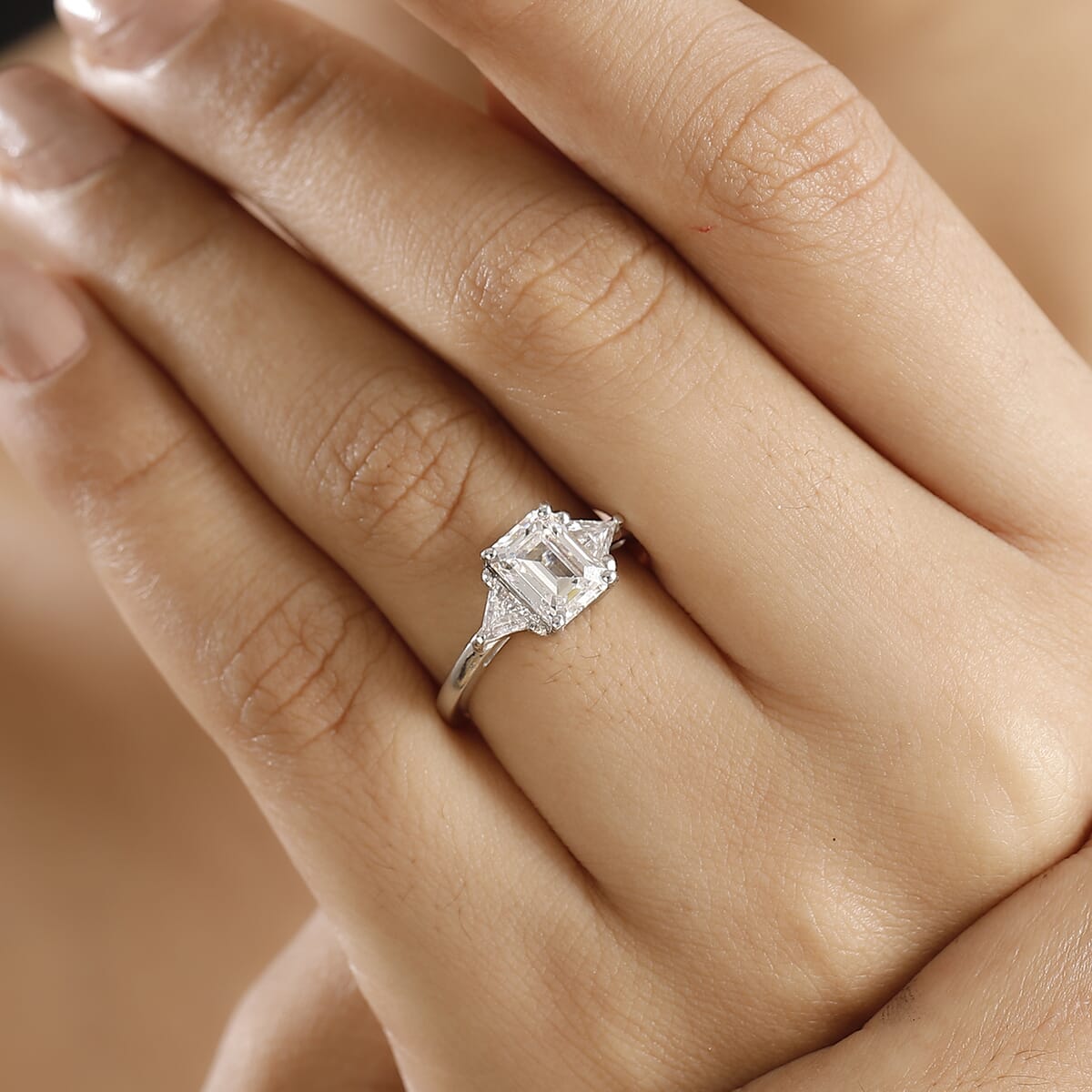 J Francis Embellished with Zirconia by Swarovski 3.60 ctw Ring in Rhodium Over Sterling Silver (Size  9.0) image number 2