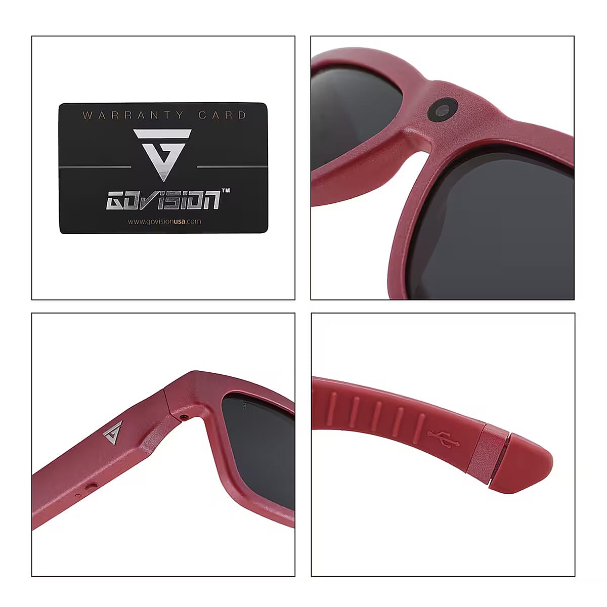 Go Vision Royale HD Video Recording Sunglasses with Auto Focus (8MP, 1920x1080p,30FPS) -Red image number 7